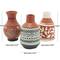 Orange Ceramic Floral Vase Set with 3 Different Patterns & Shapes